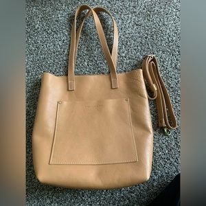 Portland leather Almond Fullsize Crossbody tote